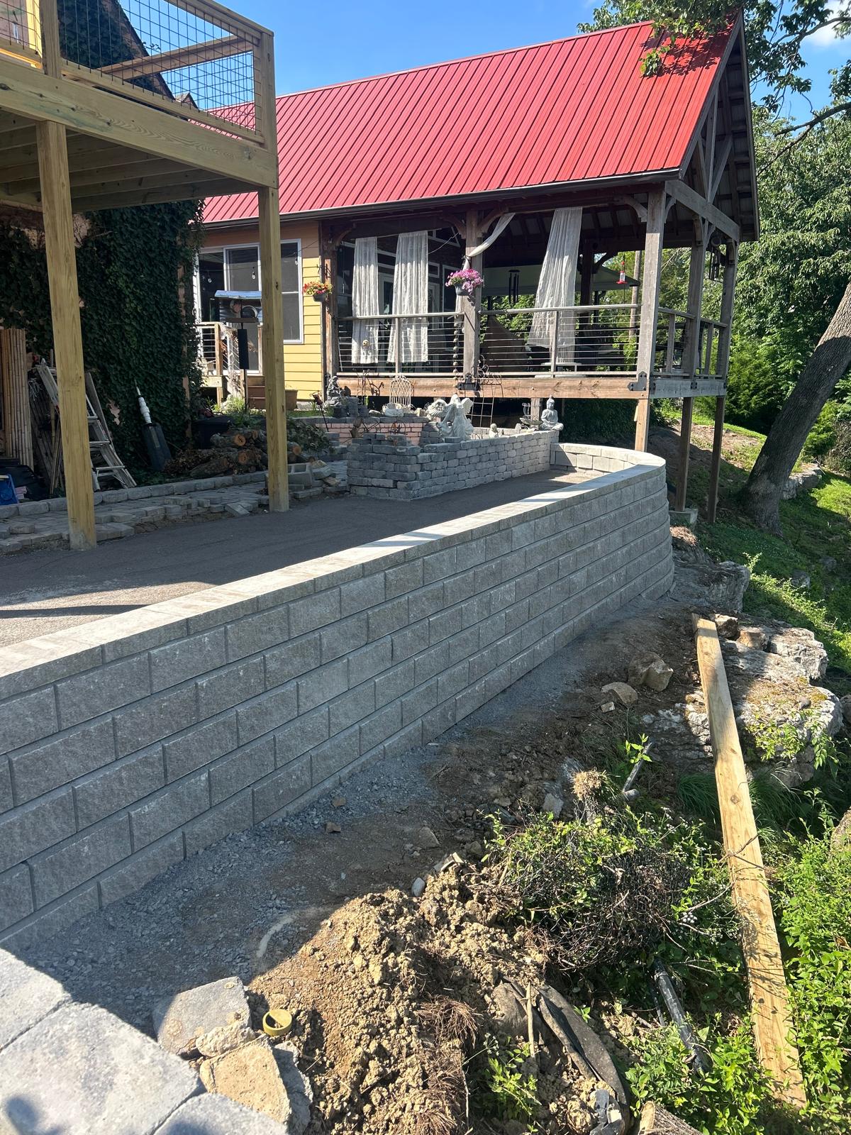 Retaining wall project after construction by Master Scapeworks